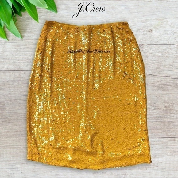 J.Crew Collection rare silk marigold sequin no.2 pencil skirt @shop@iamwarrior - Picture 4 of 10